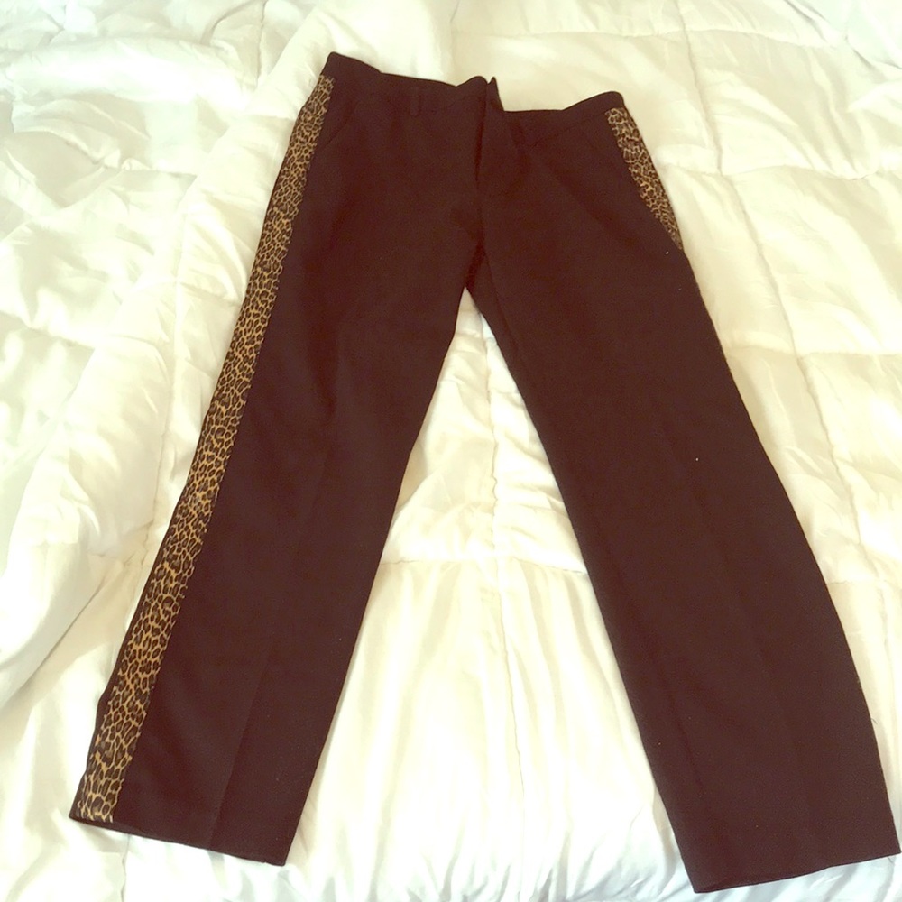 Zara black dress type pants. Leopard stripe